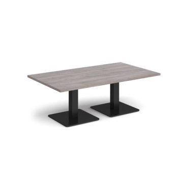 Brescia rectangular coffee table with flat square black bases 1400mm x 800mm grey oak - BCR1400-K-GO