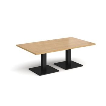 Brescia rectangular coffee table with flat square black bases 1400mm x 800mm oak - BCR1400-K-O