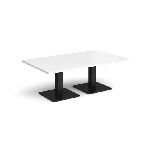 Brescia rectangular coffee table with flat square black bases 1400mm x 800mm white - BCR1400-K-WH