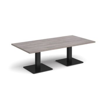 Brescia rectangular coffee table with flat square black bases 1600mm x 800mm grey oak - BCR1600-K-GO