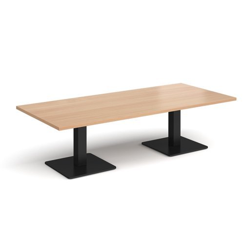 Brescia rectangular coffee table with flat square black bases 1800mm x 800mm beech - BCR1800-K-B