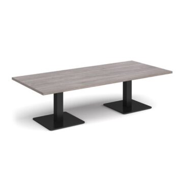 Brescia rectangular coffee table with flat square black bases 1800mm x 800mm grey oak - BCR1800-K-GO