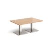 Brescia rectangular coffee table with flat square brushed steel bases 1200mm x 800mm beech - BCR1200-BS-B
