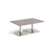 Brescia rectangular coffee table with flat square brushed steel bases 1200mm x 800mm grey oak - BCR1200-BS-GO