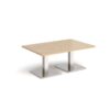Brescia rectangular coffee table with flat square brushed steel bases 1200mm x 800mm kendal oak - BCR1200-BS-KO