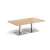 Brescia rectangular coffee table with flat square brushed steel bases 1400mm x 800mm beech - BCR1400-BS-B
