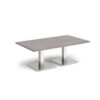 Brescia rectangular coffee table with flat square brushed steel bases 1400mm x 800mm grey oak - BCR1400-BS-GO