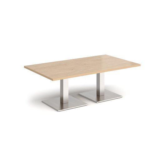 Brescia rectangular coffee table with flat square brushed steel bases 1400mm x 800mm kendal oak - BCR1400-BS-KO