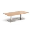 Brescia rectangular coffee table with flat square brushed steel bases 1600mm x 800mm beech - BCR1600-BS-B