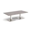 Brescia rectangular coffee table with flat square brushed steel bases 1600mm x 800mm grey oak - BCR1600-BS-GO