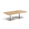 Brescia rectangular coffee table with flat square brushed steel bases 1600mm x 800mm oak - BCR1600-BS-O