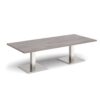 Brescia rectangular coffee table with flat square brushed steel bases 1800mm x 800mm grey oak - BCR1800-BS-GO