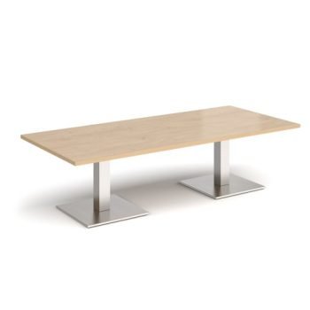 Brescia rectangular coffee table with flat square brushed steel bases 1800mm x 800mm kendal oak - BCR1800-BS-KO