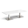 Brescia rectangular coffee table with flat square brushed steel bases 1800mm x 800mm white - BCR1800-BS-WH