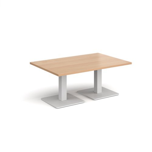 Brescia rectangular coffee table with flat square white bases 1200mm x 800mm beech - BCR1200-WH-B