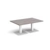 Brescia rectangular coffee table with flat square white bases 1200mm x 800mm grey oak - BCR1200-WH-GO