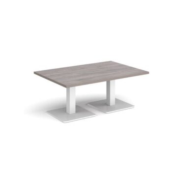 Brescia rectangular coffee table with flat square white bases 1200mm x 800mm grey oak - BCR1200-WH-GO