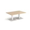 Brescia rectangular coffee table with flat square white bases 1200mm x 800mm kendal oak - BCR1200-WH-KO