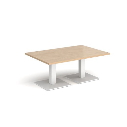 Brescia rectangular coffee table with flat square white bases 1200mm x 800mm kendal oak - BCR1200-WH-KO