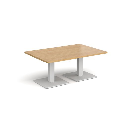 Brescia rectangular coffee table with flat square white bases 1200mm x 800mm oak - BCR1200-WH-O