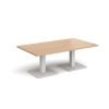 Brescia rectangular coffee table with flat square white bases 1400mm x 800mm beech - BCR1400-WH-B