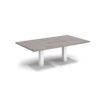 Brescia rectangular coffee table with flat square white bases 1400mm x 800mm grey oak - BCR1400-WH-GO