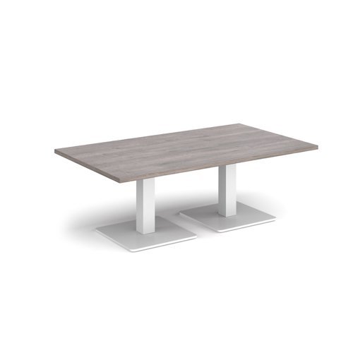 Brescia rectangular coffee table with flat square white bases 1400mm x 800mm grey oak - BCR1400-WH-GO