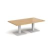 Brescia rectangular coffee table with flat square white bases 1400mm x 800mm oak - BCR1400-WH-O