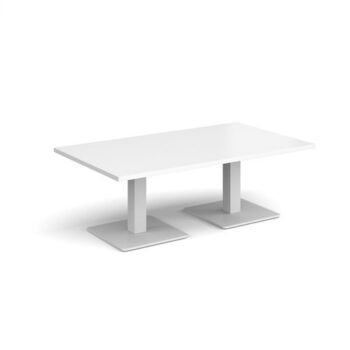 Brescia rectangular coffee table with flat square white bases 1400mm x 800mm white - BCR1400-WH-WH