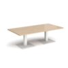 Brescia rectangular coffee table with flat square white bases 1600mm x 800mm kendal oak - BCR1600-WH-KO