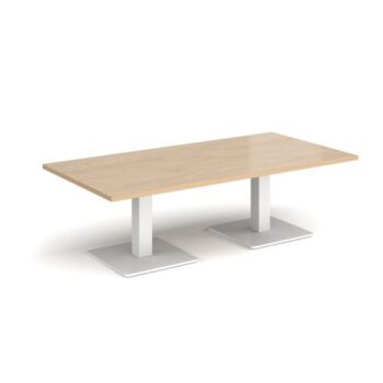 Brescia rectangular coffee table with flat square white bases 1600mm x 800mm kendal oak - BCR1600-WH-KO
