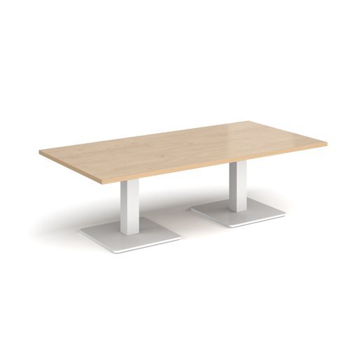 Brescia rectangular coffee table with flat square white bases 1600mm x 800mm kendal oak - BCR1600-WH-KO