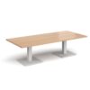 Brescia rectangular coffee table with flat square white bases 1800mm x 800mm beech - BCR1800-WH-B