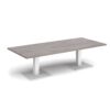 Brescia rectangular coffee table with flat square white bases 1800mm x 800mm grey oak - BCR1800-WH-GO