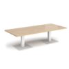 Brescia rectangular coffee table with flat square white bases 1800mm x 800mm kendal oak - BCR1800-WH-KO