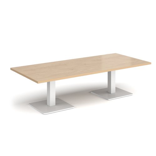 Brescia rectangular coffee table with flat square white bases 1800mm x 800mm kendal oak - BCR1800-WH-KO