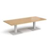 Brescia rectangular coffee table with flat square white bases 1800mm x 800mm oak - BCR1800-WH-O