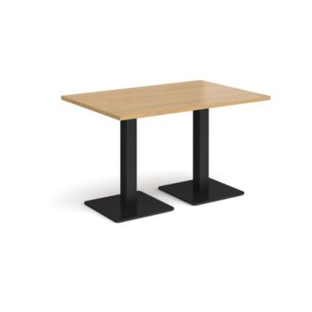 Brescia rectangular dining table with flat square black bases 1200mm x 800mm oak - BDR1200-K-O