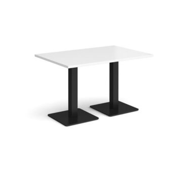 Brescia rectangular dining table with flat square black bases 1200mm x 800mm white - BDR1200-K-WH