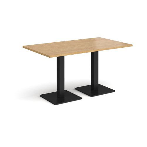 Brescia rectangular dining table with flat square black bases 1400mm x 800mm oak - BDR1400-K-O