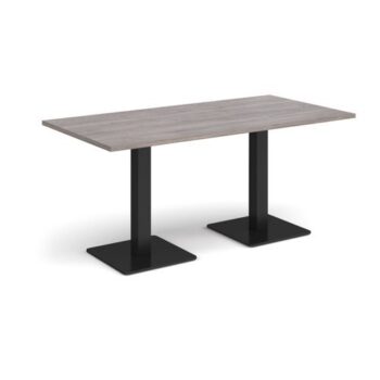 Brescia rectangular dining table with flat square black bases 1600mm x 800mm grey oak - BDR1600-K-GO
