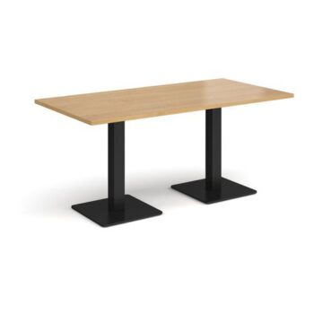 Brescia rectangular dining table with flat square black bases 1600mm x 800mm oak - BDR1600-K-O