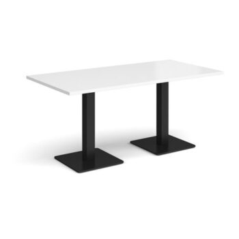 Brescia rectangular dining table with flat square black bases 1600mm x 800mm white - BDR1600-K-WH