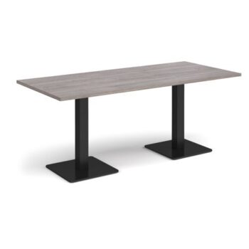 Brescia rectangular dining table with flat square black bases 1800mm x 800mm grey oak - BDR1800-K-GO