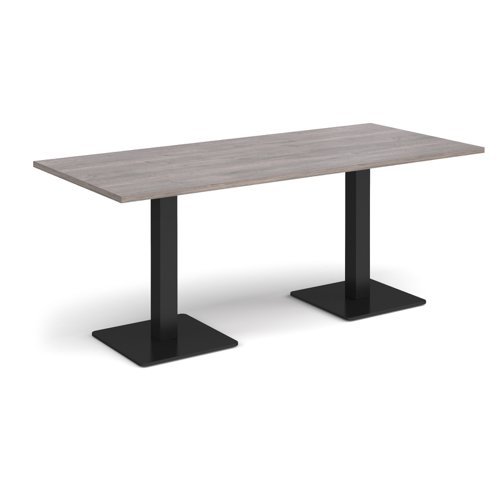 Brescia rectangular dining table with flat square black bases 1800mm x 800mm grey oak - BDR1800-K-GO