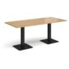 Brescia rectangular dining table with flat square black bases 1800mm x 800mm oak - BDR1800-K-O