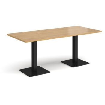 Brescia rectangular dining table with flat square black bases 1800mm x 800mm oak - BDR1800-K-O