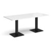 Brescia rectangular dining table with flat square black bases 1800mm x 800mm white - BDR1800-K-WH
