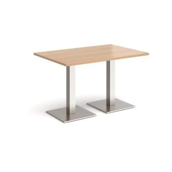 Brescia rectangular dining table with flat square brushed steel bases 1200mm x 800mm beech - BDR1200-BS-B