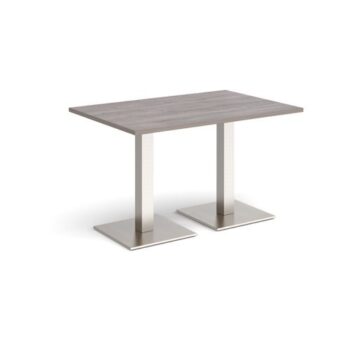 Brescia rectangular dining table with flat square brushed steel bases 1200mm x 800mm grey oak - BDR1200-BS-GO
